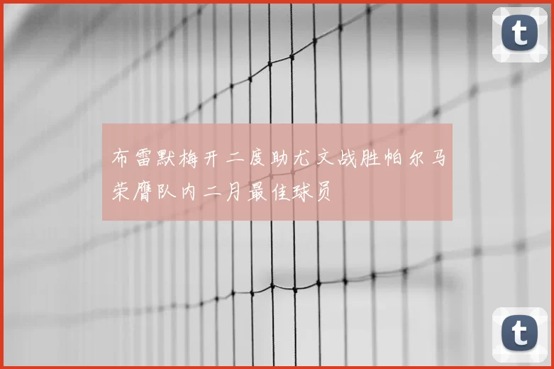 布雷默梅开二度助尤文战胜帕尔马荣膺队内二月最佳球员